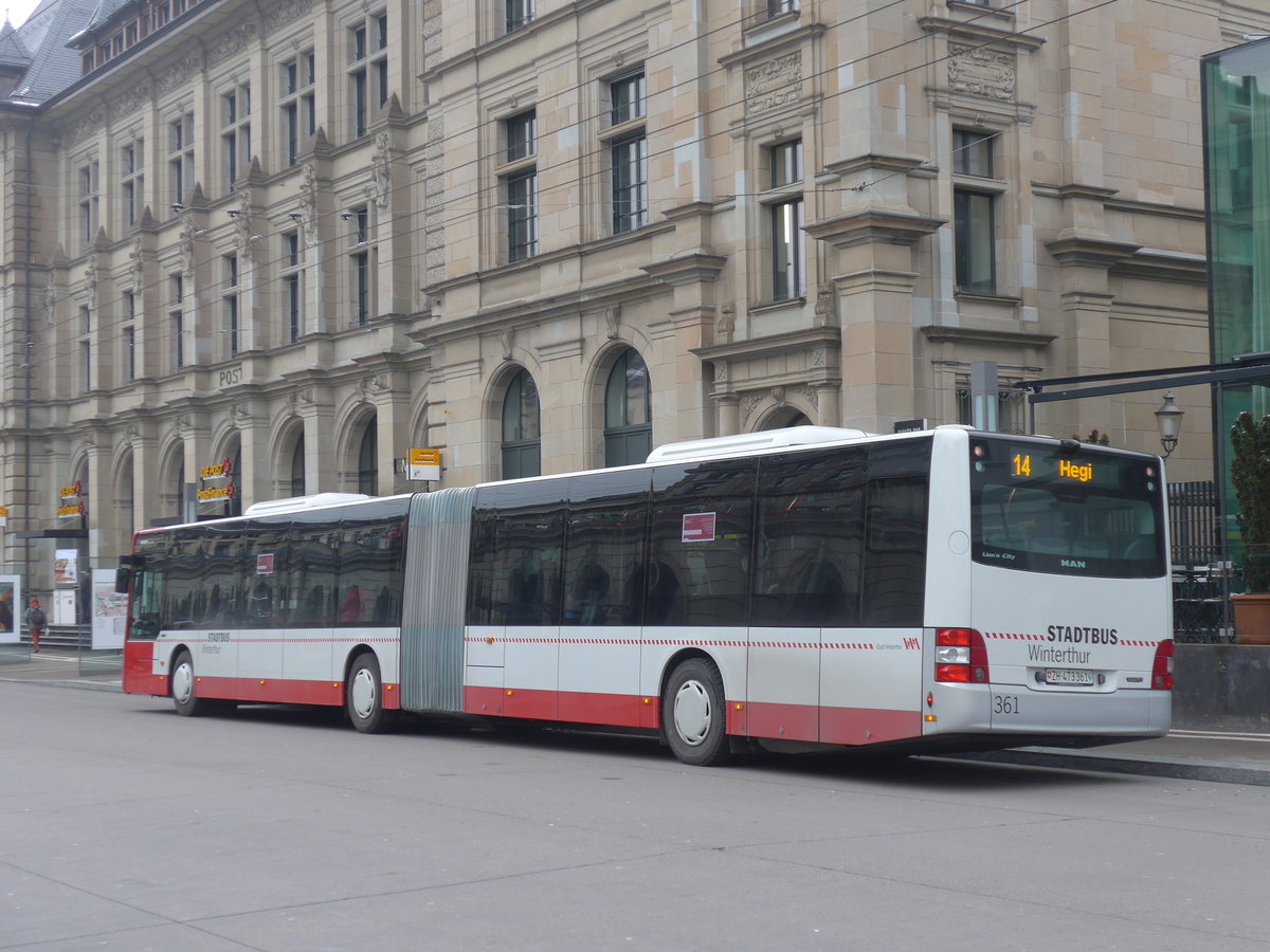 (188'322) - SW Winterthur - Nr. 361/ZH 473'361 - MAN am 8. Februar 2018 beim Hauptbahnhof Winterthur