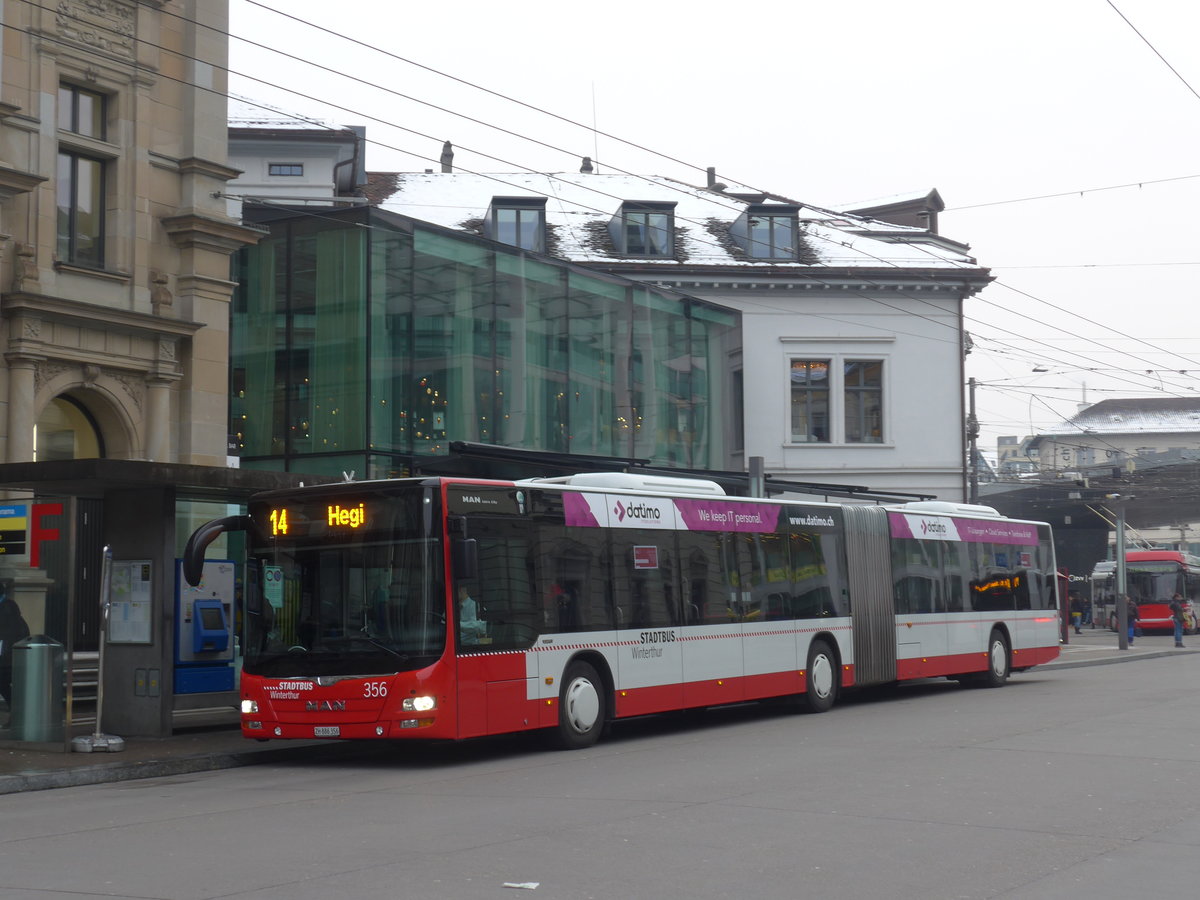 (188'354) - SW Winterthur - Nr. 356/ZH 886'356 - MAN am 8. Februar 2018 beim Hauptbahnhof Winterthur