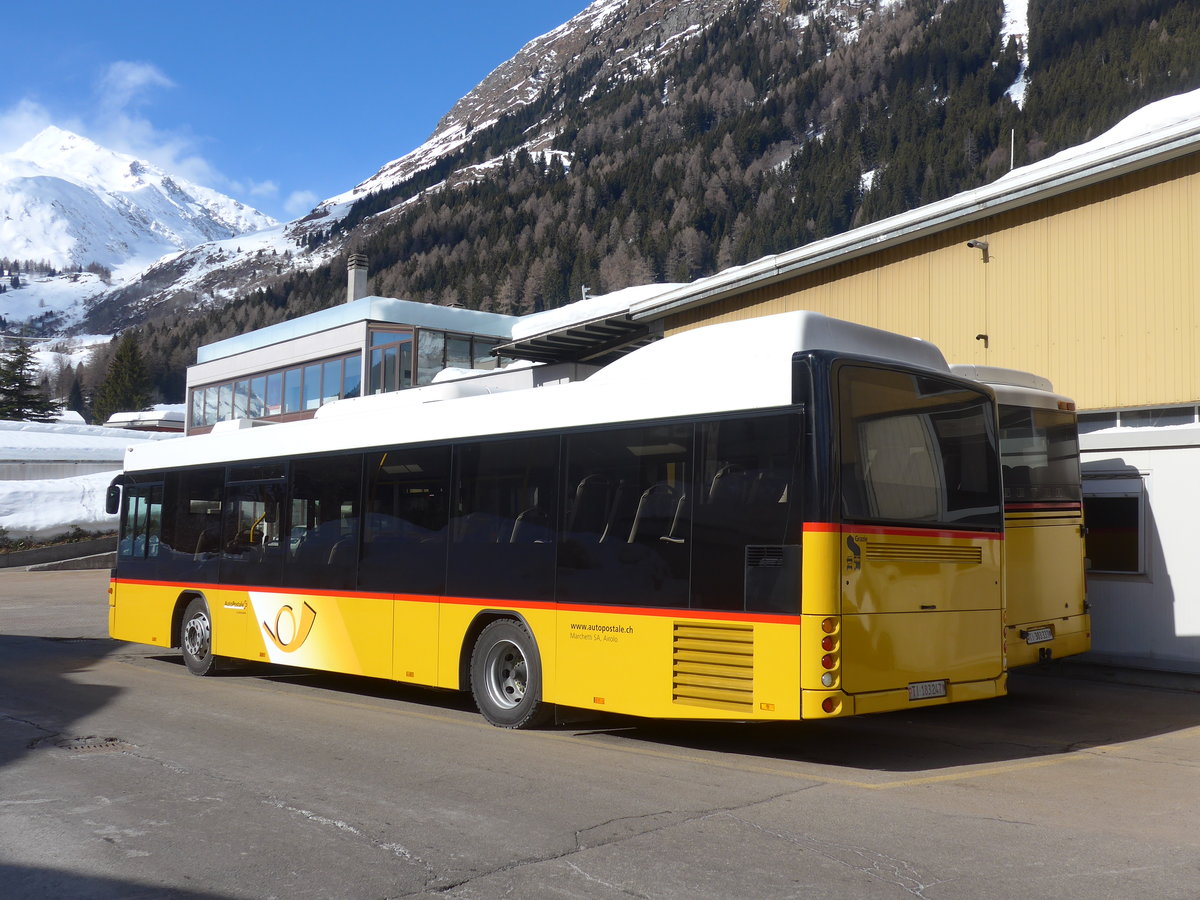 (188'610) - Marchetti, Airolo - TI 183'247 - Scania/Hess (ex Busland, Burgdorf Nr. 41; ex Demofahrzeug Hess, Bellach) am 14. Februar 2018 in Airolo, Garage