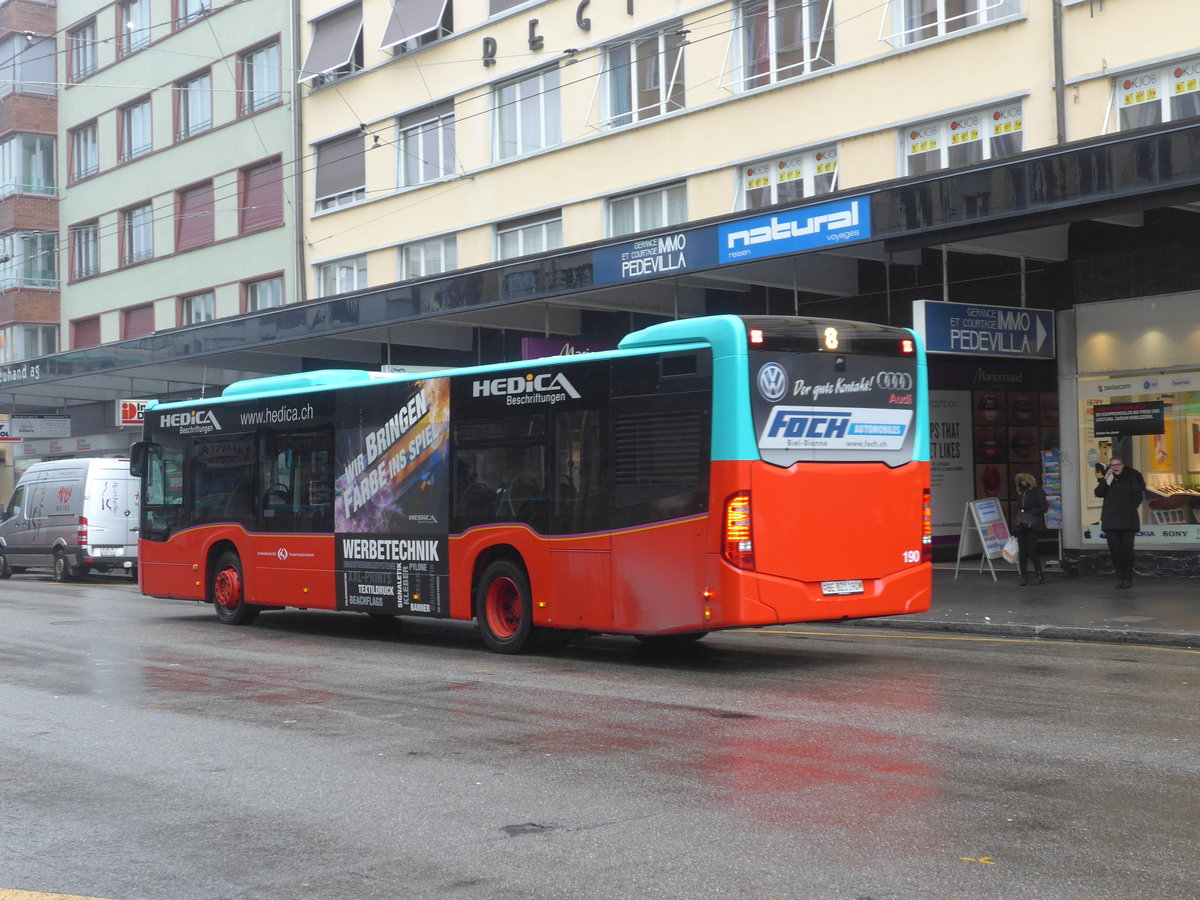 (188'665) - VB Biel - Nr. 190/BE 821'190 - Mercedes am 15. Februar 2018 beim Bahnhof Biel