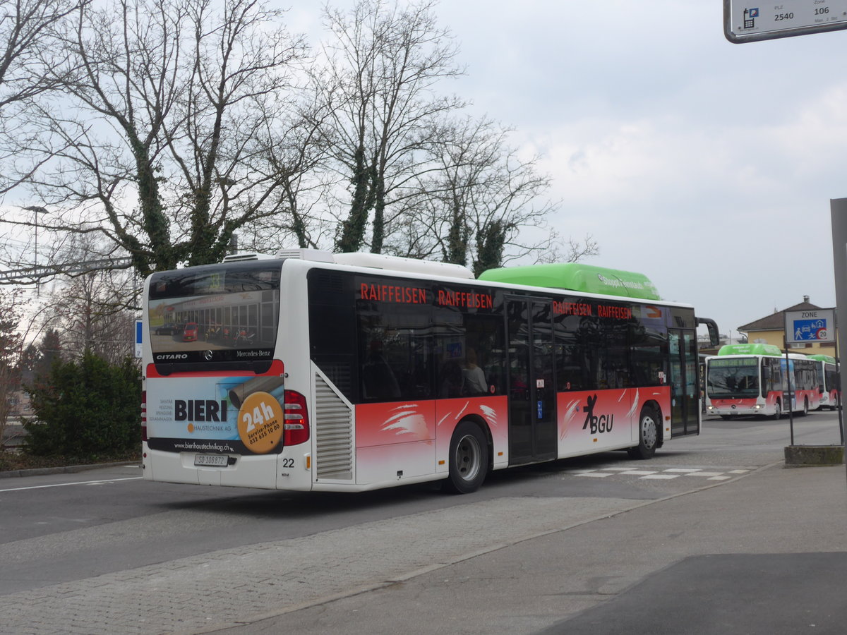 (189'635) - BGU Grenchen - Nr. 22/SO 108'872 - Mercedes am 26. Mrz 2018 beim Bahnhof Grenchen Sd