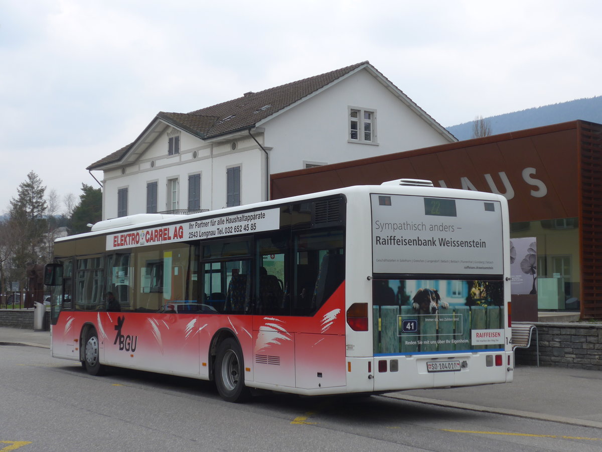 (189'641) - BGU Grenchen - Nr. 14/SO 104'010 - Mercedes am 26. Mrz 2018 beim Bahnhof Grenchen Sd