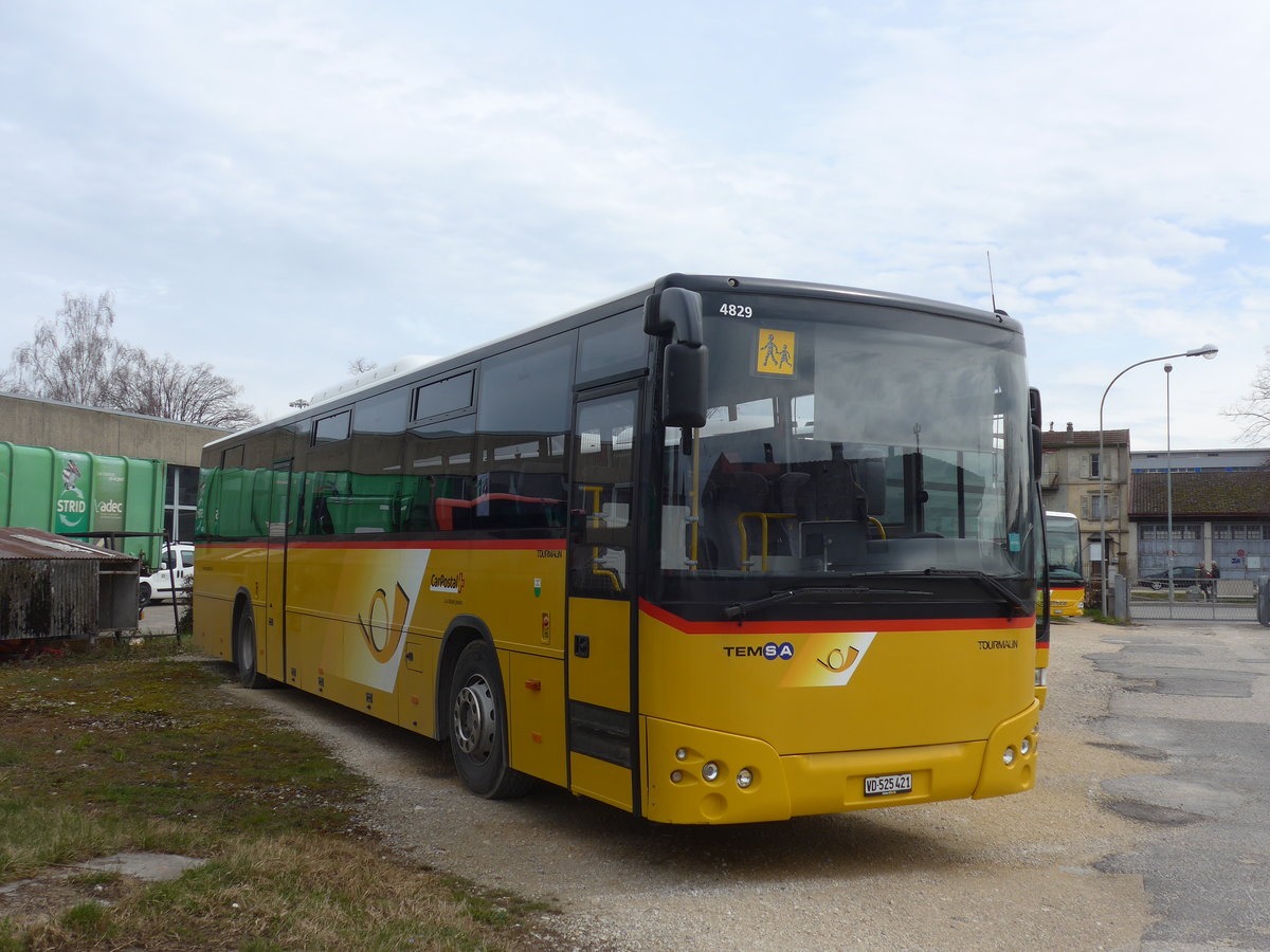 (189'955) - CarPostal Ouest - VD 525'421 - Temsa am 2. April 2018 in Yverdon, Garage