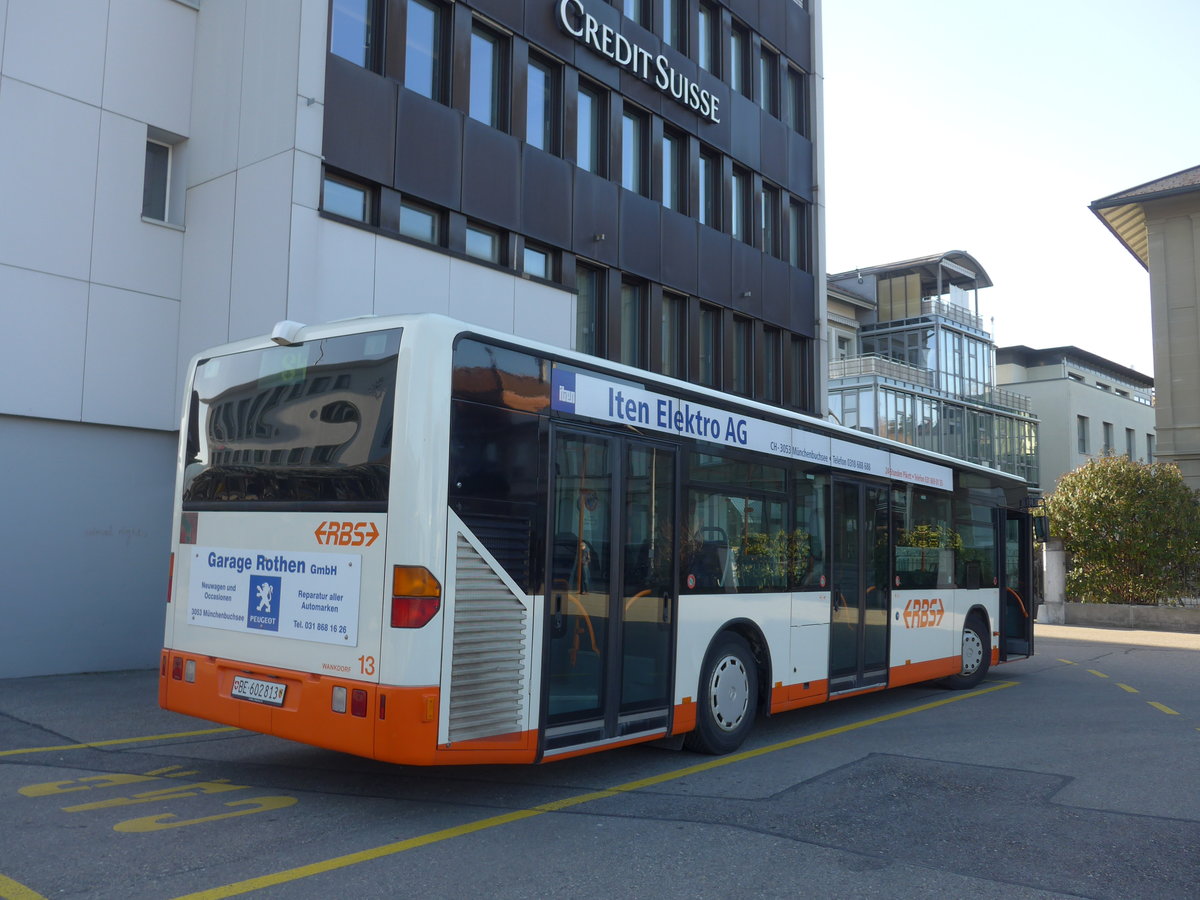 (190'006) - RBS Worblaufen - Nr. 13/BE 602'813 - Mercedes (ex BSU Solothurn Nr. 84/vermietet; ex RBS Worblaufen Nr. 13) am 7. April 2018 beim Bahnhof Burgdorf