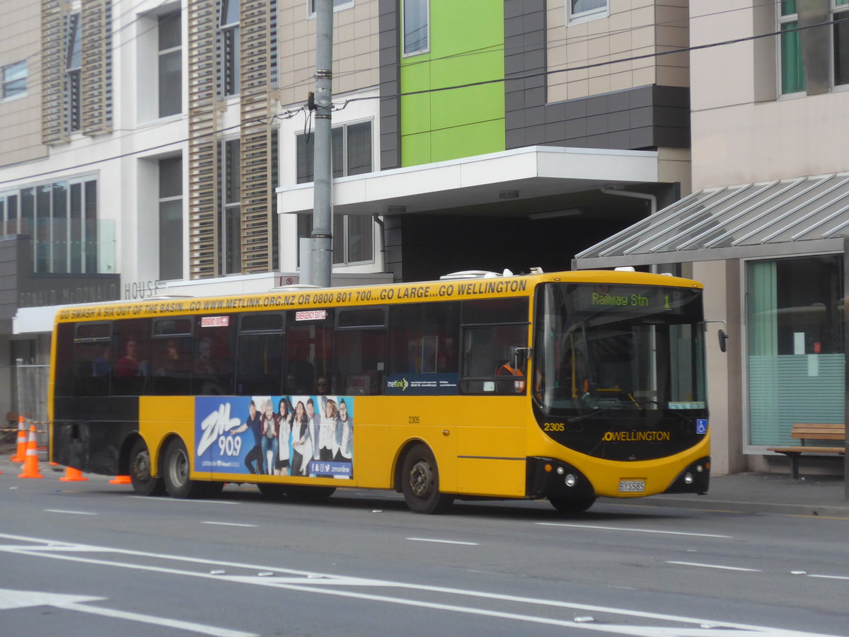 (191'589) - GO Wellingten - Nr. 2305/BYS585 - MAN/Designline (ex Red Bus, Christchurch Nr. 690) am 27. April 2018 in Wellington, Spital