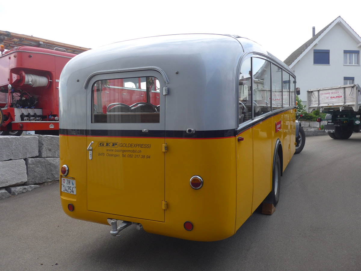 (192'409) - Richter, Ossingen - ZH 14'254 - Saurer/R&J (ex P 23'066; ex P 2118) am 5. Mai 2018 in Attikon, Wegmller