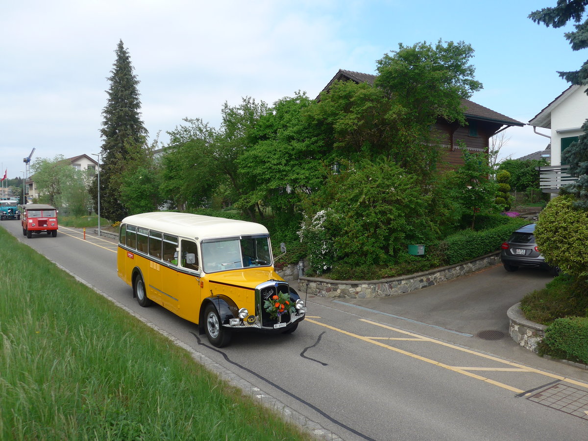 (192'436) - Blchlinger, Endingen - AG 69'937 - Saurer/Tscher (ex Dubach, Walde; ex Spescha, Andiast) am 5. Mai 2018 in Attikon, Bahnstrasse