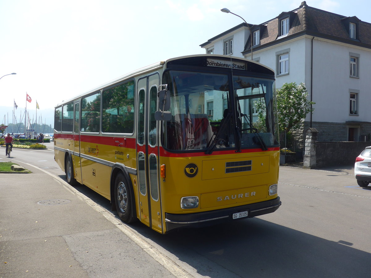 (192'580) - Dornbierer, Thal - SG 35'335 - Saurer/R&J (ex FRAM Drachten/NL Nr. 24; ex PostAuto Graubnden; ex P 24'367) am 5. Mai 2018 in Arbon, Arbon Classics