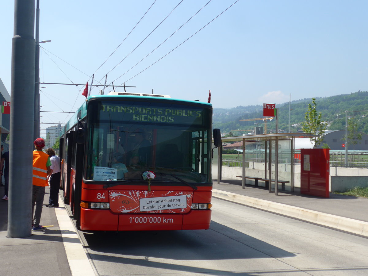 (192'850) - VB Biel - Nr. 84 - NAW/Hess Gelenktrolleybus am 6. Mai 2018 in Biel, Stadien