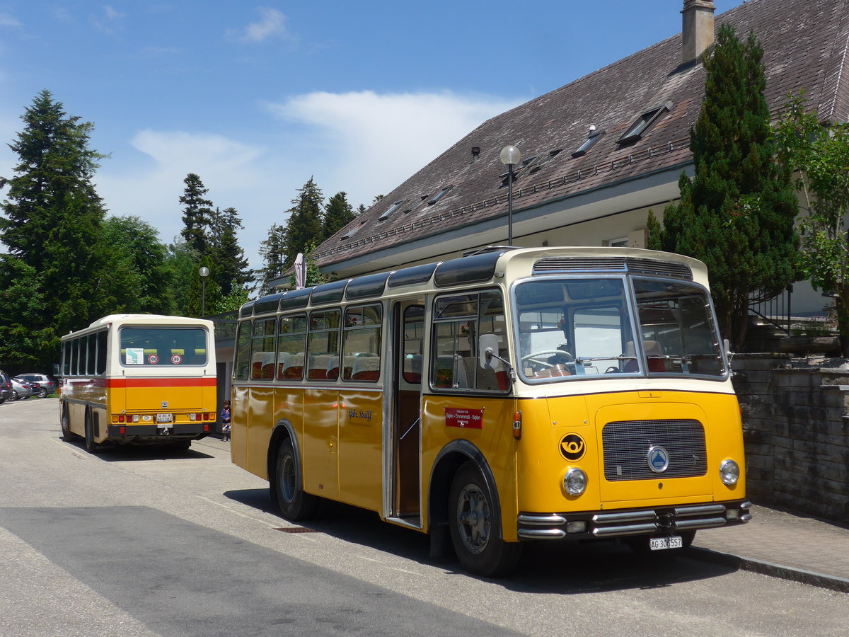 (193'709) - Streiff, Gelterkinden - AG 306'557 - Saurer/Gangloff (ex Oldie-Tours Zrisee, Wollerau; ex OTAG, Wald; ex Leibundgut, Obergoldbach; ex Krebs, Belpberg) am 3. Juni 2018 in Emmenmatt, Moosegg