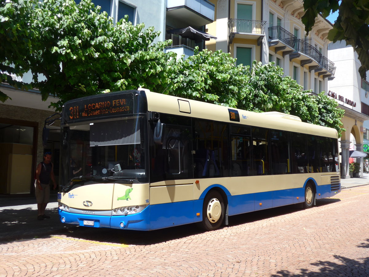 (193'864) - FART Locarno - Nr. 16/TI 256'116 - Solaris am 9. Juni 2018 beim Bahnhof Bellinzona