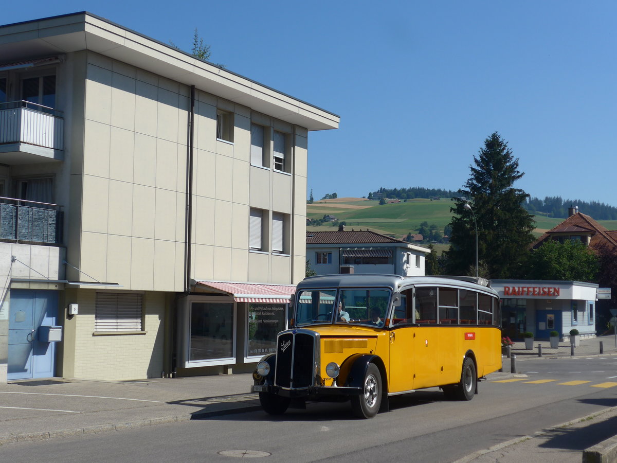 (194'465) - Schlapp, Cottens - FR 300'537 - Saurer/Saurer (ex SATEG, Lausanne; ex P 23'086; ex P 2138) am 1. Juli 2018 in Biglen, Bahnhofstrasse