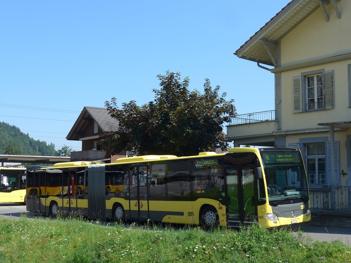 (194'661) - STI Thun - Nr. 170/BE 752'170 - Mercedes am 9. Juli 2018 beim Bahnhof Wimmis