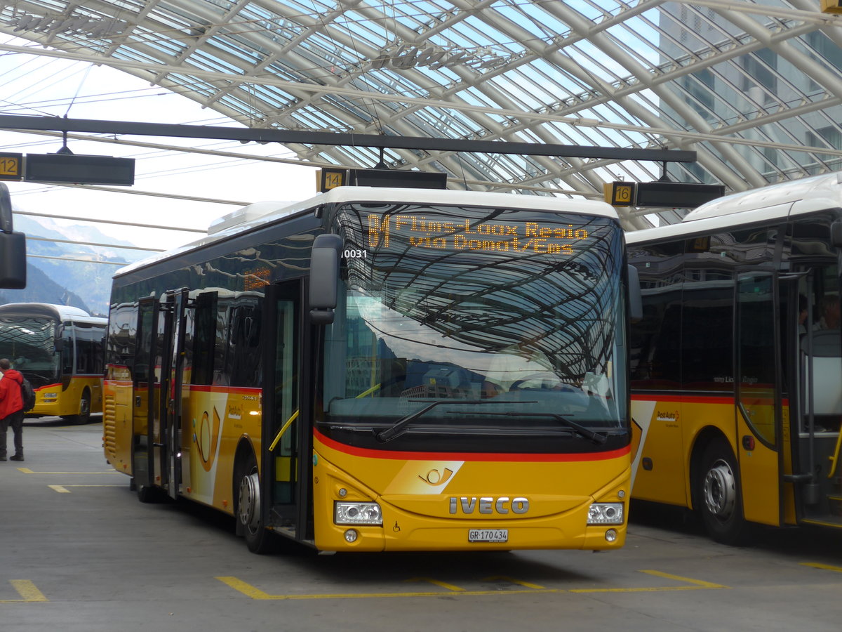 (194'791) - PostAuto Graubnden - GR 170'434 - Iveco am 15. Juli 2018 in Chur, Postautostation