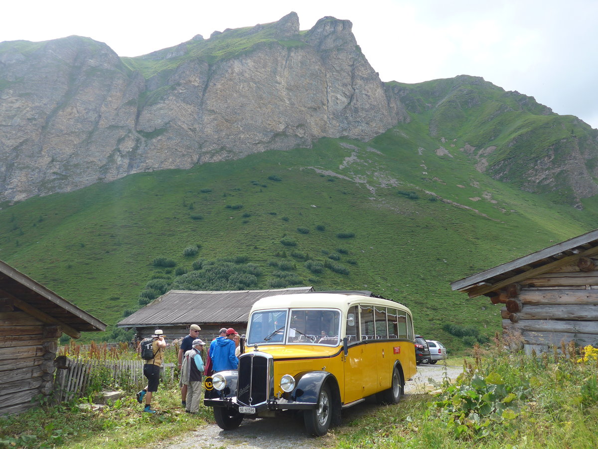 (194'818) - Baumgartner, Horn - Nr. 2/SG 61'596 - Berna/Seitz (ex Nr. 1; ex Rieser Htten; ex Kulmhotel, Arosa; ex Wanzenried, Innereriz; ex P 1653) am 15. Juli 2018 in Tschiertschen, Alp Farur