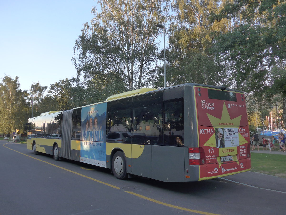 (195'195) - STI Thun - Nr. 142/BE 801'142 - MAN am 26. Juli 2018 in Thun, Lachen