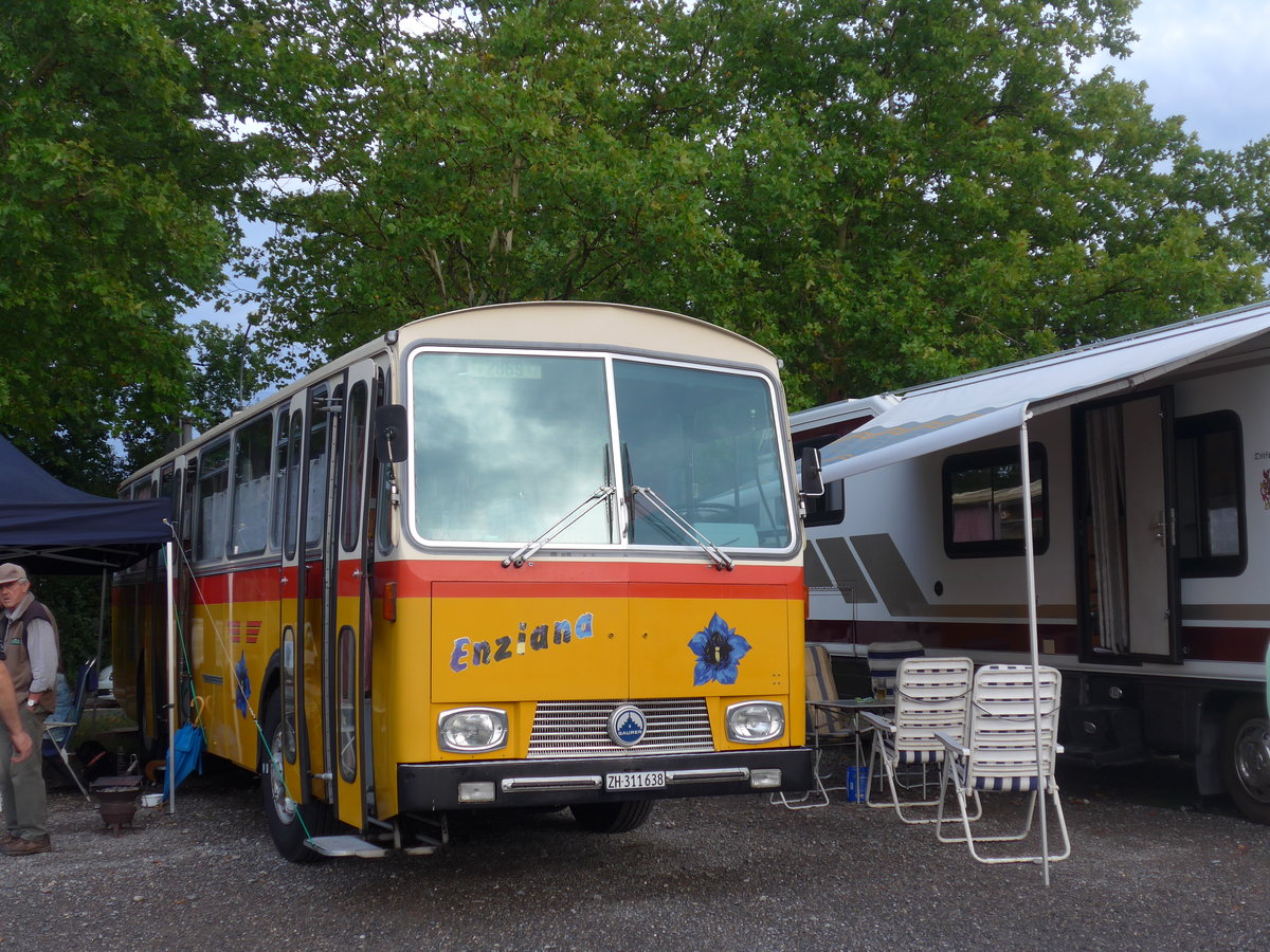 (195'862) - Ghwiler, Birmensdorf - ZH 311'638 - Saurer/Tscher (ex AVG Grindelwald Nr. 12; ex Steiger, Schlatt) am 17. August 2018 in Wettingen, Zirkuswiese