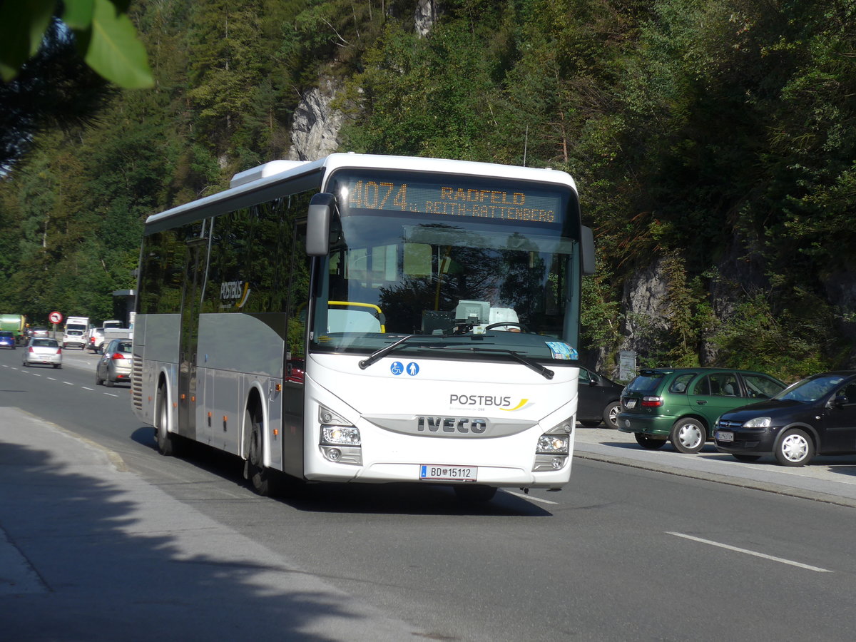 (196'834) - PostBus - BD 15'112 - Iveco am 11. September 2018 in Brixlegg, Innsbrucker Strasse