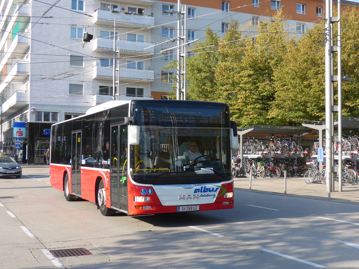 (197'078) - Albus, Salzburg - Nr. L1013/S 299 SJ - MAN am 13. September 2018 beim Bahnhof Salzburg