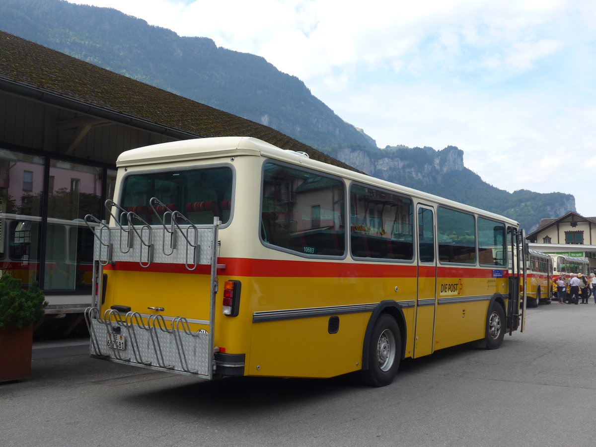 (197'696) - AVG Meiringen - Nr. 74/BE 607'481 - Saurer/R&J (ex PostAuto Berner Oberland; ex P 24'357) am 16. September 2018 beim Bahnhof Meiringen