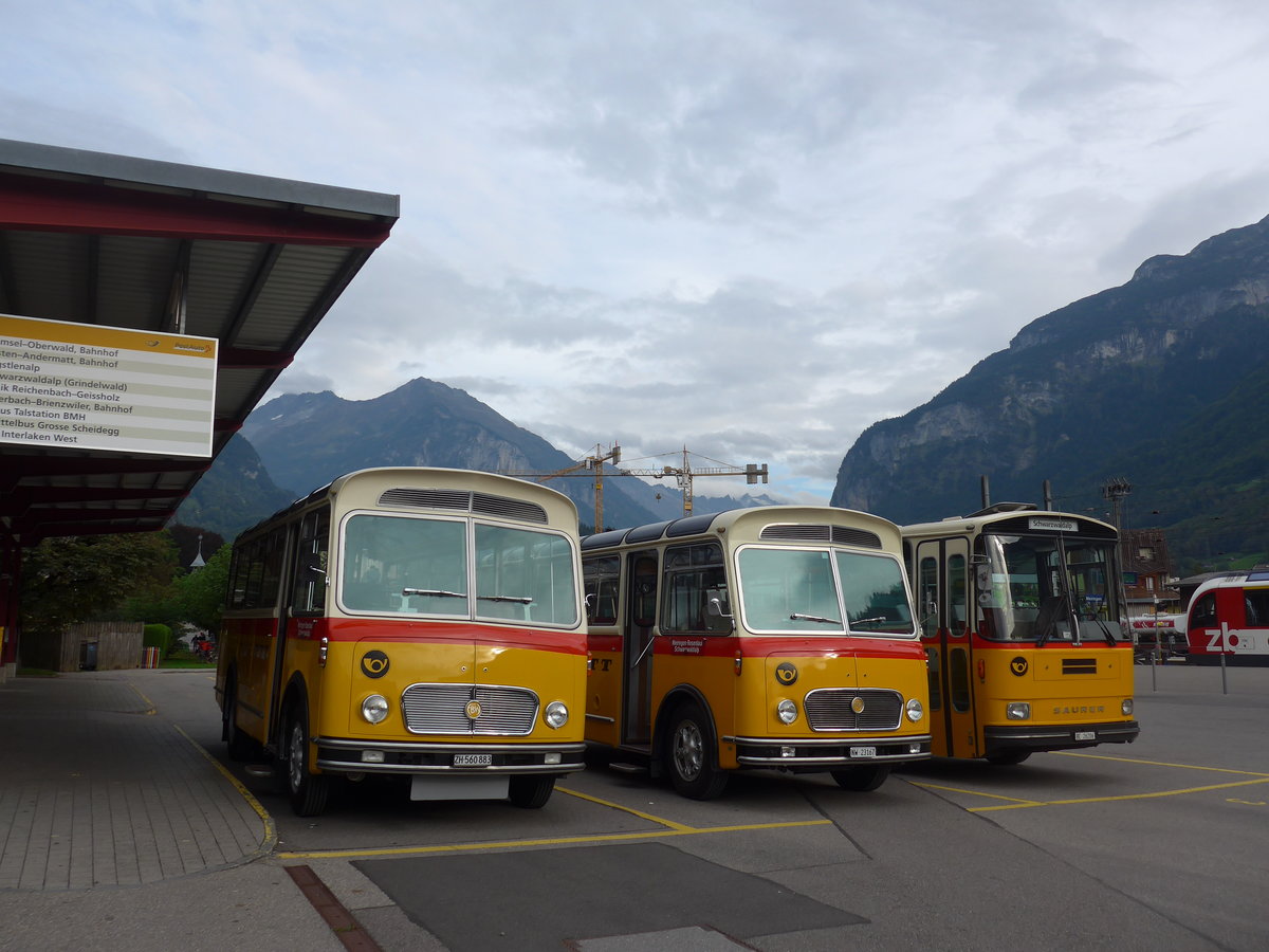 (197'849) - Frutig, Birmensdorf - ZH 560'883 - FBW/FHS (ex P 23'217) am 16. September 2018 in Meiringen, Postautostation