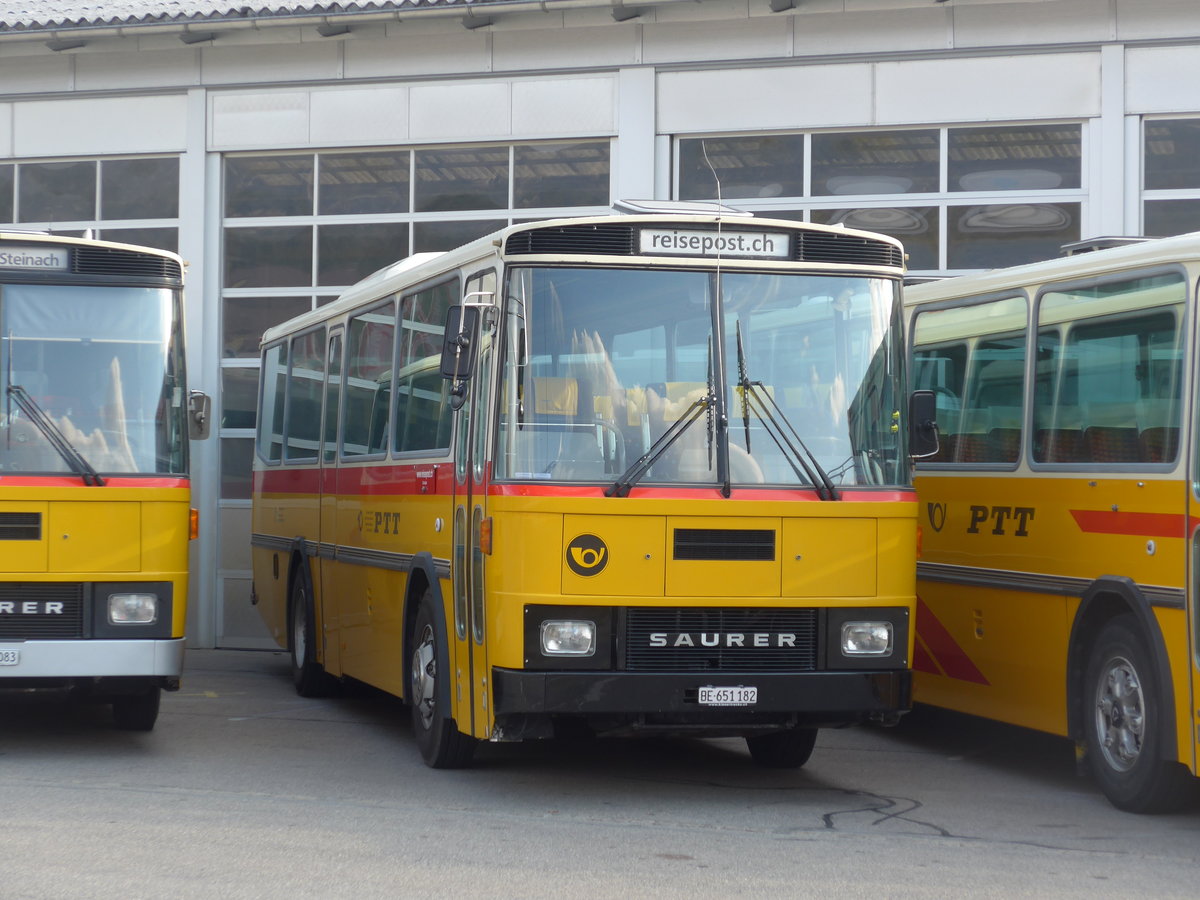 (198'029) - Bernair, Mnsingen - BE 651'182 - Saurer/Tscher (ex Schebath, Lauerz; ex Albin, Fllanden; ex Heim, Flums) am 30. September 2018 in Bellach, Hess