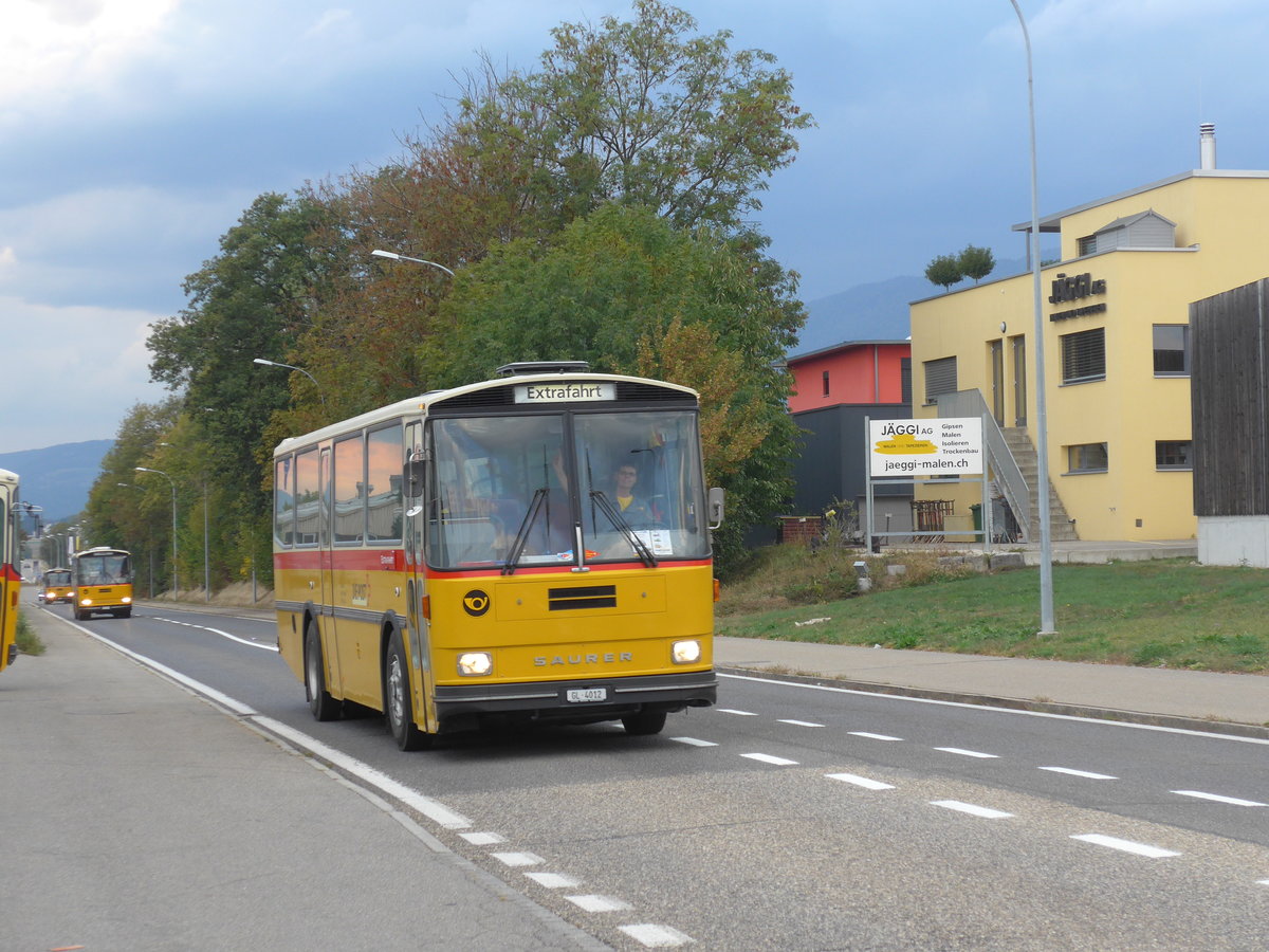 (198'059) - Schmid, Glarus - GL 4012 - Saurer/Tscher (ex Mosimann, Aesch; ex Erne, Full; ex P 24'257) am 30. September 2018 in Bellach, Hess