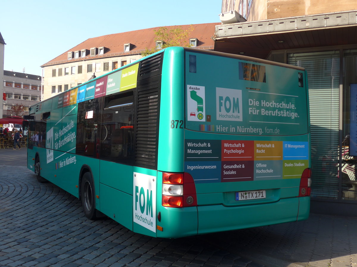 (198'323) - VAG Nrnberg - Nr. 872/N-TX 171 - MAN am 16. Oktober 2018 in Nrnberg, Heilig-Geist-Spital