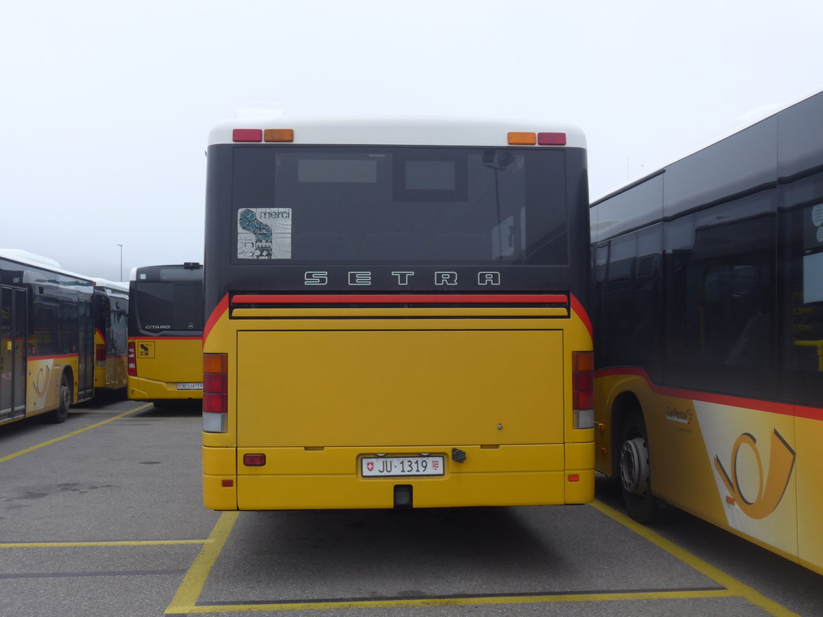 (199'230) - CarPostal Ouest - JU 1319 - Setra (ex Nr. 52; ex Stucki, Porrentruy Nr. 21) am 4. November 2018 in Develier, Parkplatz