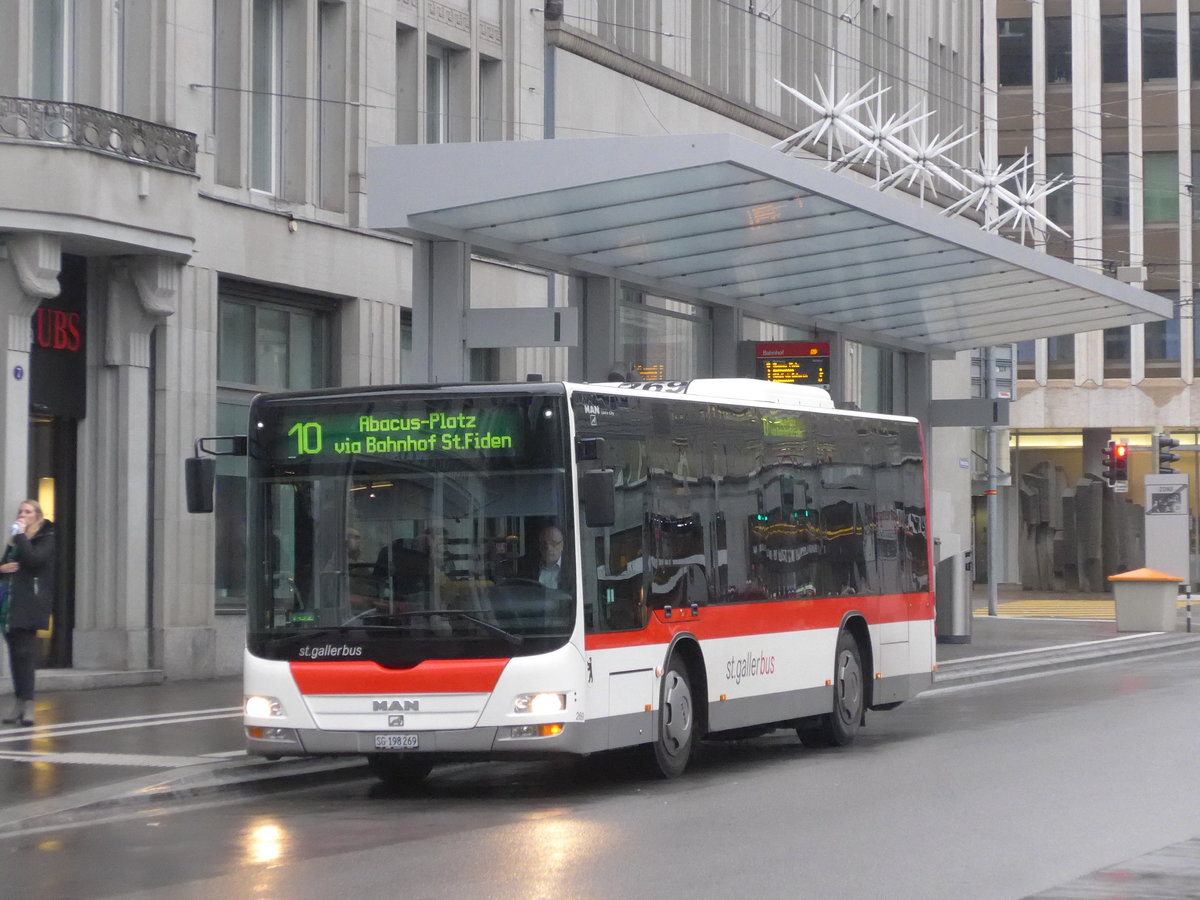 (199'472) - St. Gallerbus, St. Gallen - Nr. 269/SG 198'269 - MAN/Gppel am 24. November 2018 beim Bahnhof St. Gallen