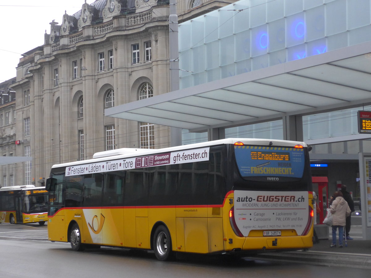 (199'501) - PostAuto Ostschweiz - AR 14'857 - Iveco am 24. November 2018 beim Bahnhof St. Gallen