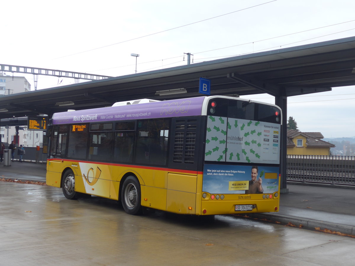 (199'528) - Schmidt, Oberbren - SG 304'021 - Solaris am 24. November 2018 beim Bahnhof Uzwil