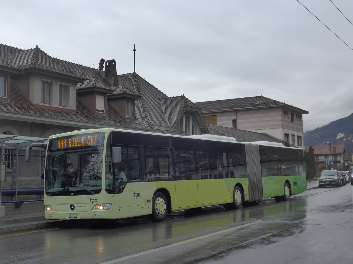 (200'039) - TPC Aigle - Nr. 305/VD 619'148 - Mercedes (ex Hrmann&Shne, D-Hamburg) am 17. Dezember 2018 beim Bahnhof Villeneuve