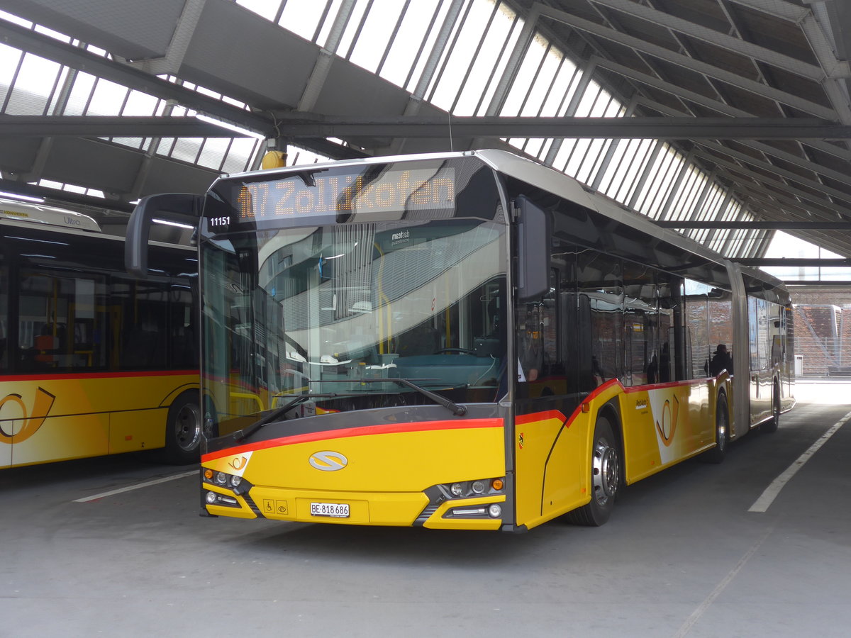 (200'458) - PostAuto Bern - Nr. 686/BE 818'686 - Solaris am 31. Dezember 2018 in Bern, Postautostation