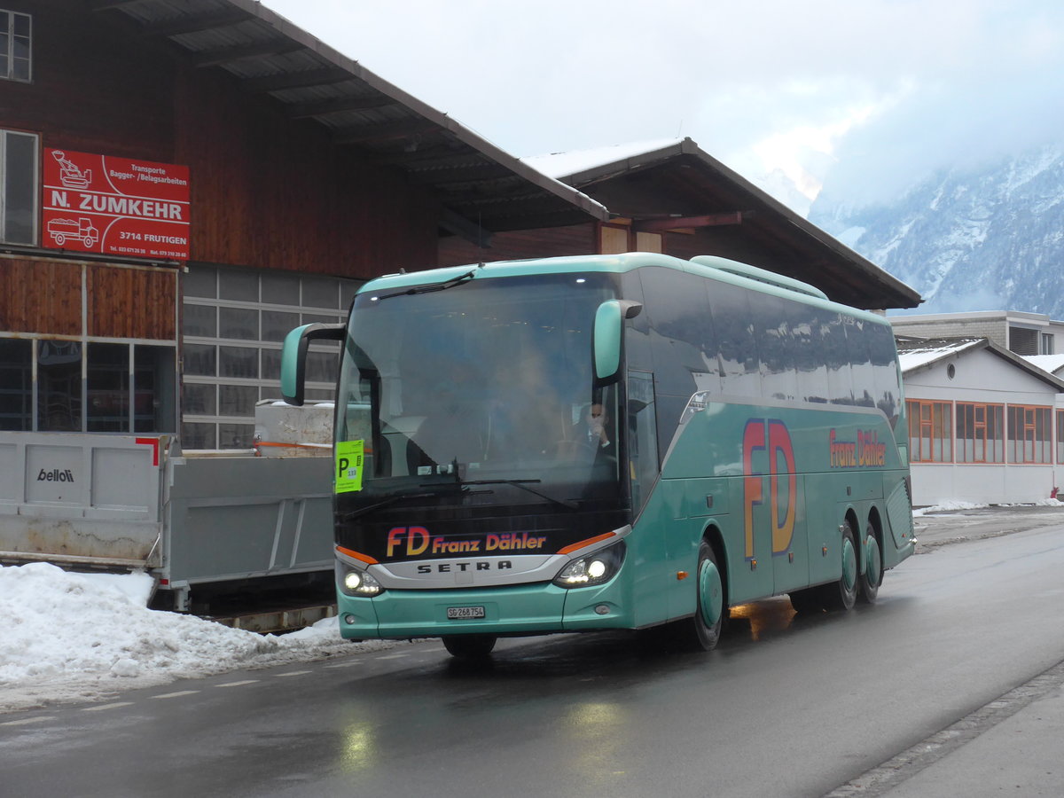 (200'998) - Dhler, Uzwil - Nr. 66/SG 268'754 - Setra am 12. Januar 2019 beim Bahnhof Frutigen