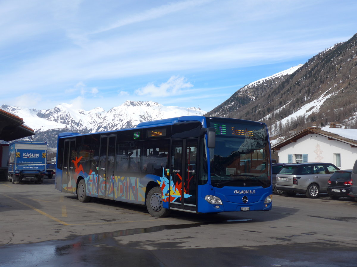 (201'846) - SBC Chur - Nr. 108/GR 100'108 - Mercedes am 2. Mrz 2019 beim Bahnhof Pontresina