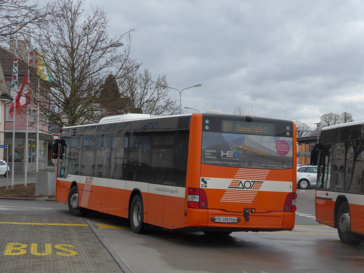 (201'973) - AOT Amriswil - Nr. 2/TG 180'556 - MAN am 4. Mrz 2019 beim Bahnhof Amriswil