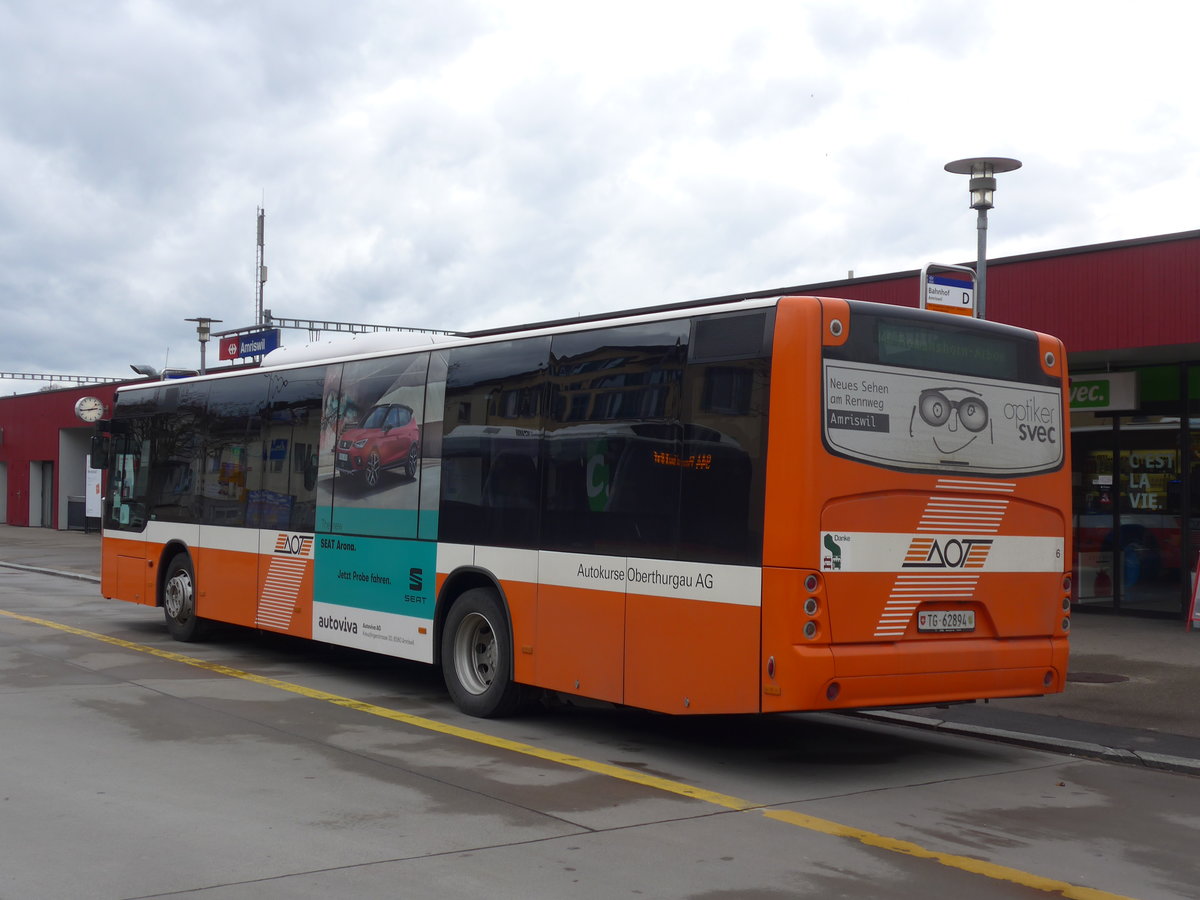 (201'982) - AOT Amriswil - Nr. 6/TG 62'894 - Neoplan am 4. Mrz 2019 beim Bahnhof Amriswil