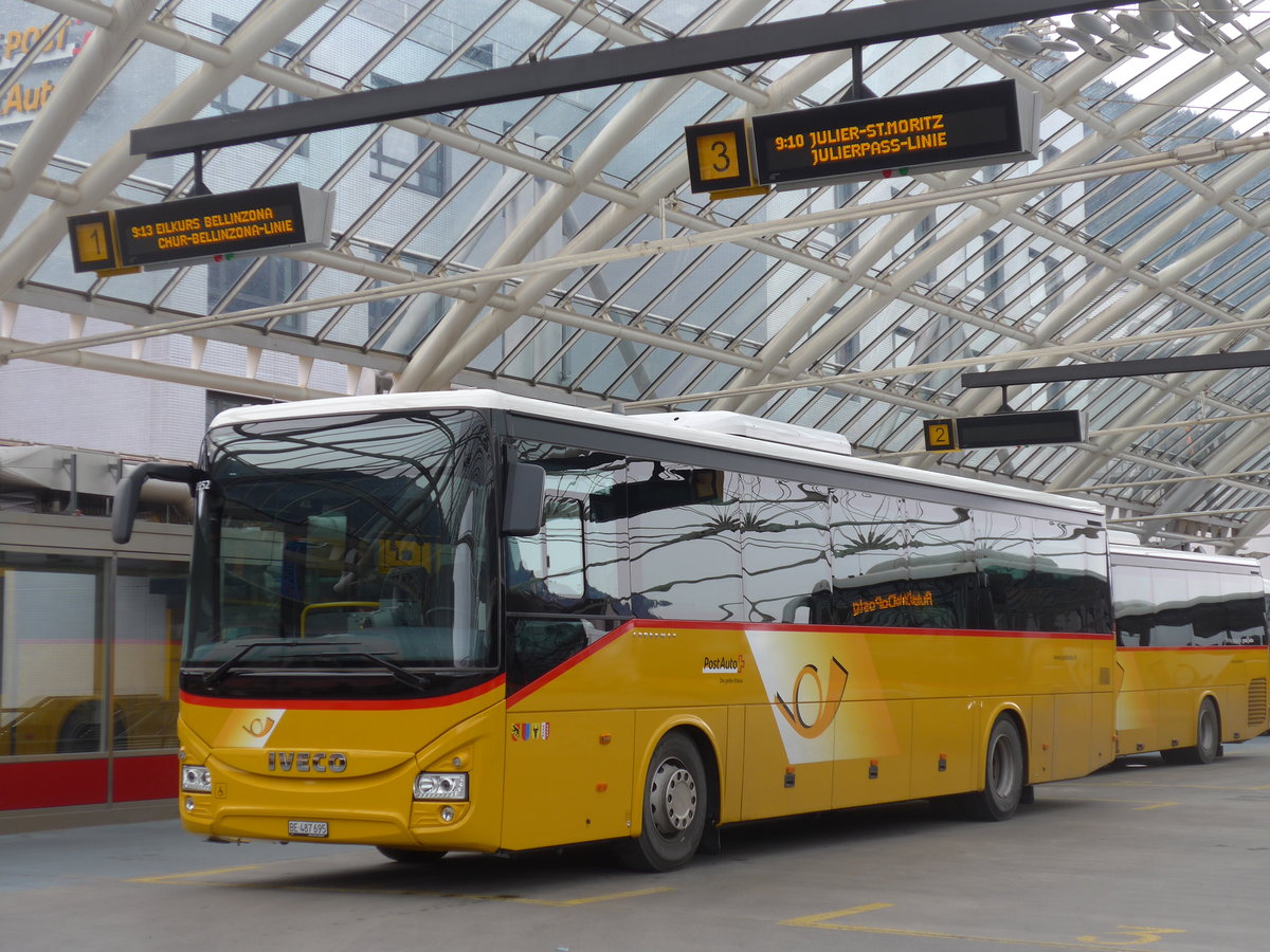 (202'032) - PostAuto Bern - BE 487'695 - Iveco am 10. Mrz 2019 in Chur, Postautostation