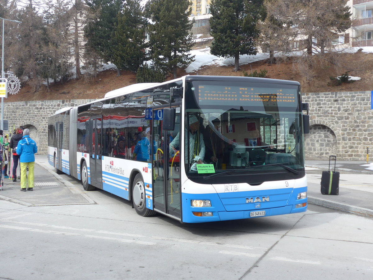 (202'047) - RTB Altsttten - Nr. 9/SG 348'633 - MAN am 10. Mrz 2019 beim Bahnhof St. Moritz