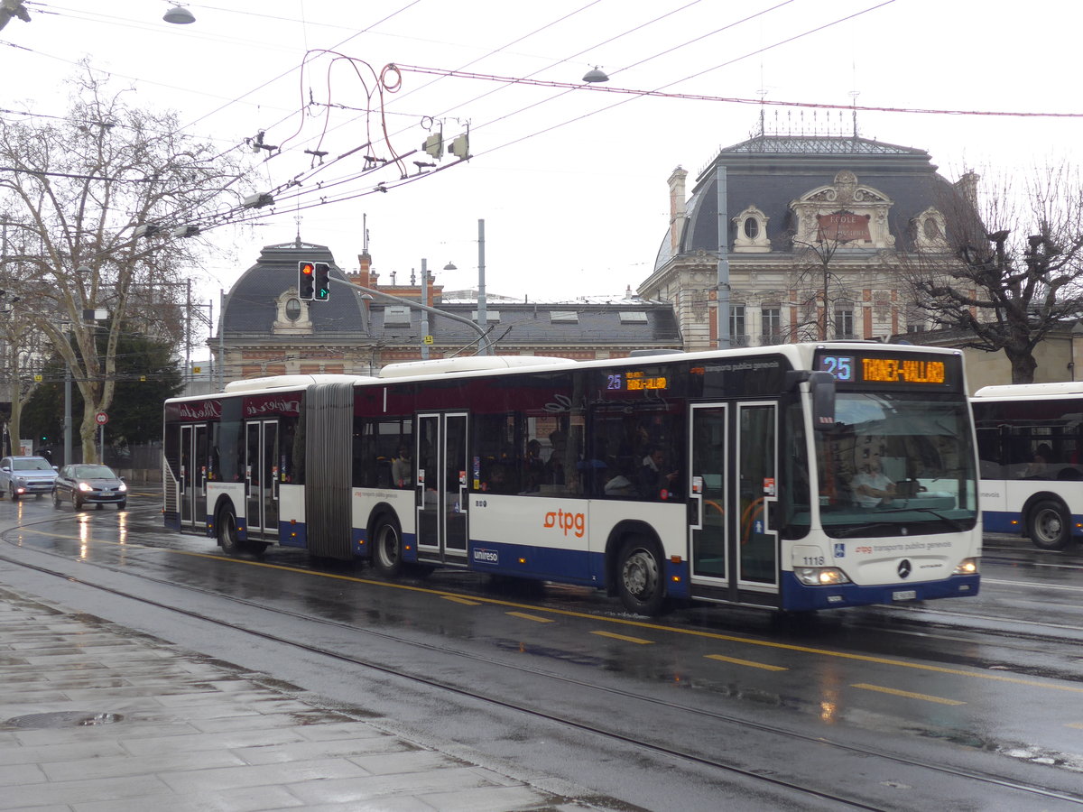 (202'220) - TPG Genve - Nr. 1118/GE 960'868 - Mercedes am 11. Mrz 2019 in Genve, Place des Vingt-Deux-Cantons