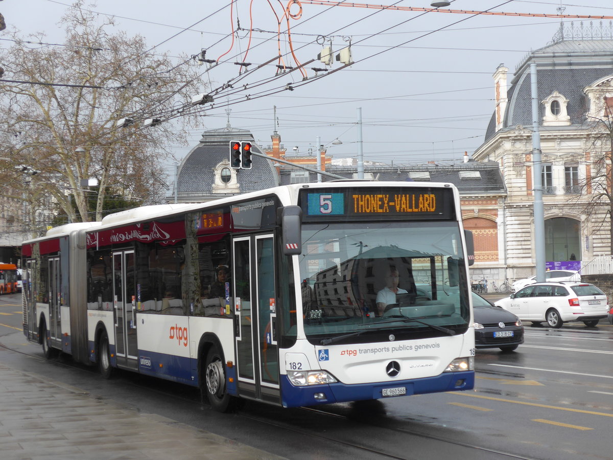 (202'242) - TPG Genve - Nr. 182/GE 960'566 - Mercedes am 11. Mrz 2019 in Genve, Place des Vingt-Deux-Cantons