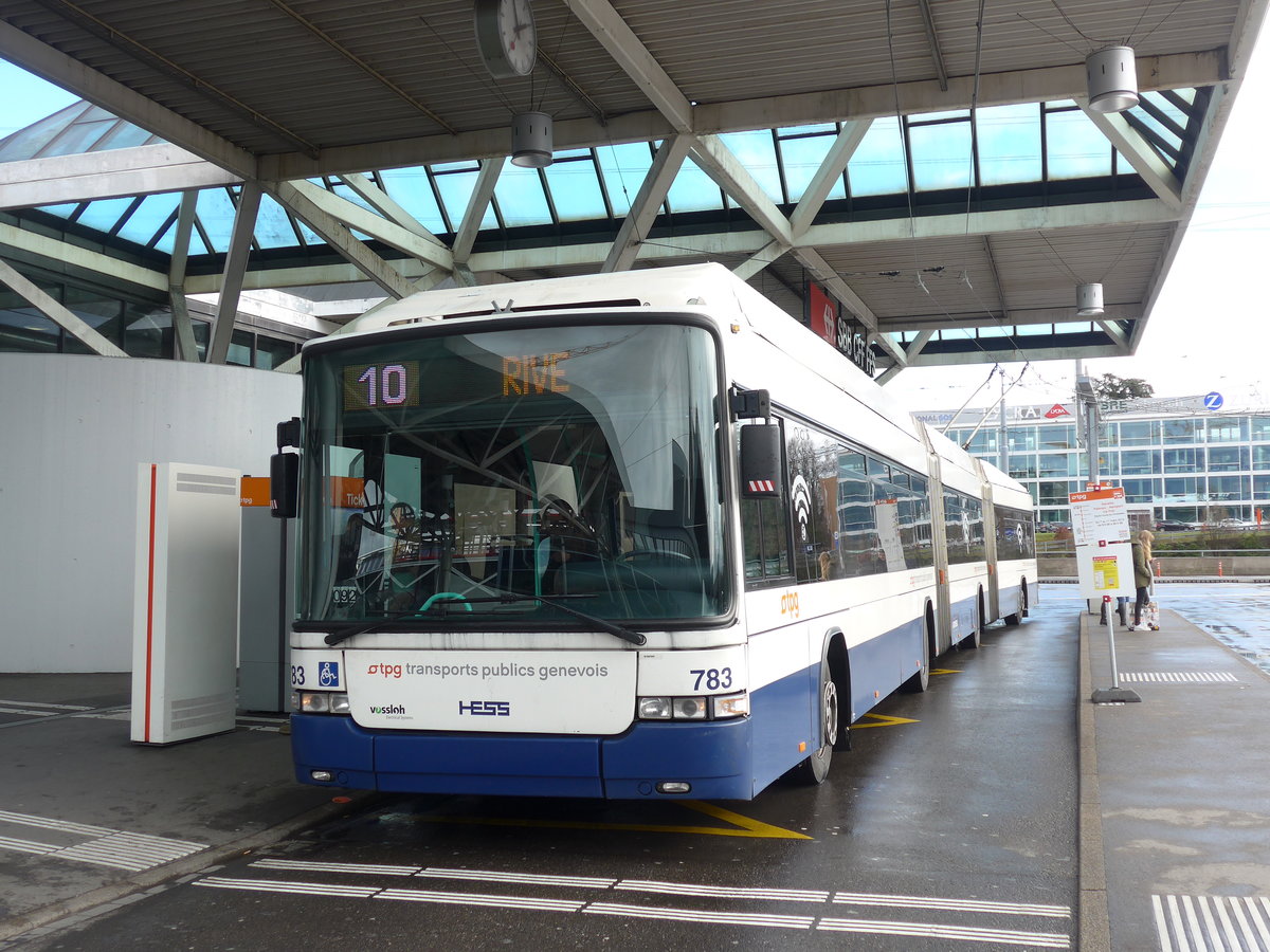 (202'258) - TPG Genve - Nr. 783 - Hess/Hess Doppelgelenktrolleybus am 11. Mrz 2019 in Genve, Aroport