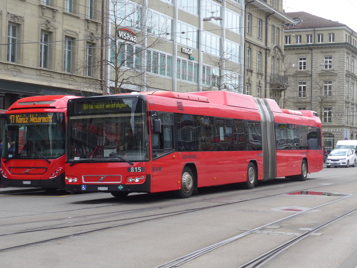 (202'484) - Bernmobil, Bern - Nr. 815/BE 612'815 - Volvo am 18. Mrz 2019 beim Bahnhof Bern