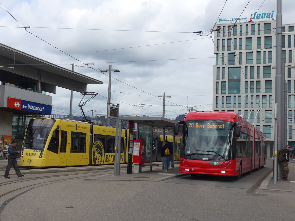 (202'504) - Bernmobil, Bern - Nr. 50 - Hess/Hess Doppelgelenktrolleybus am 18. Mrz 2019 in Bern, Wankdorf