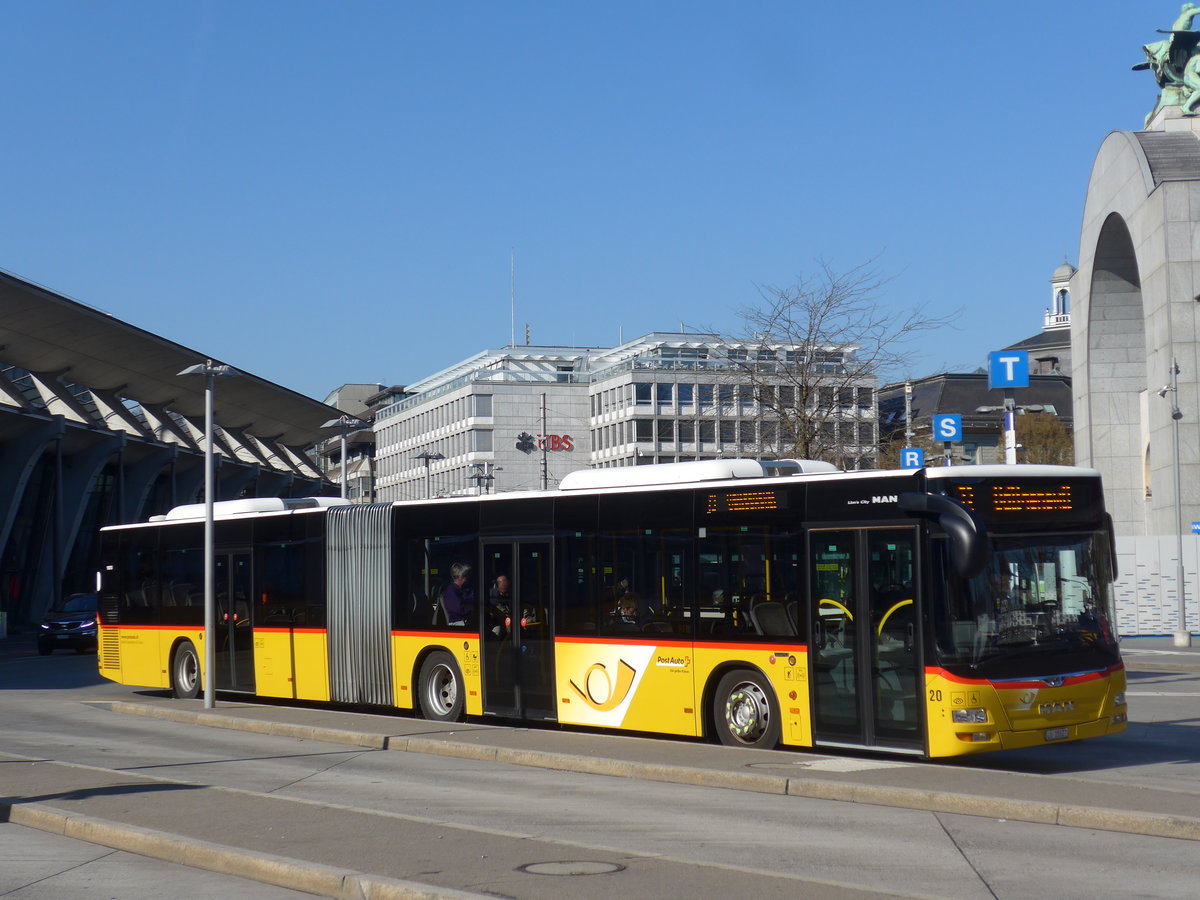 (202'937) - Bucheli, Kriens - Nr. 20/LU 15'527 - MAN am 23. Mrz 2019 beim Bahnhof Luzern