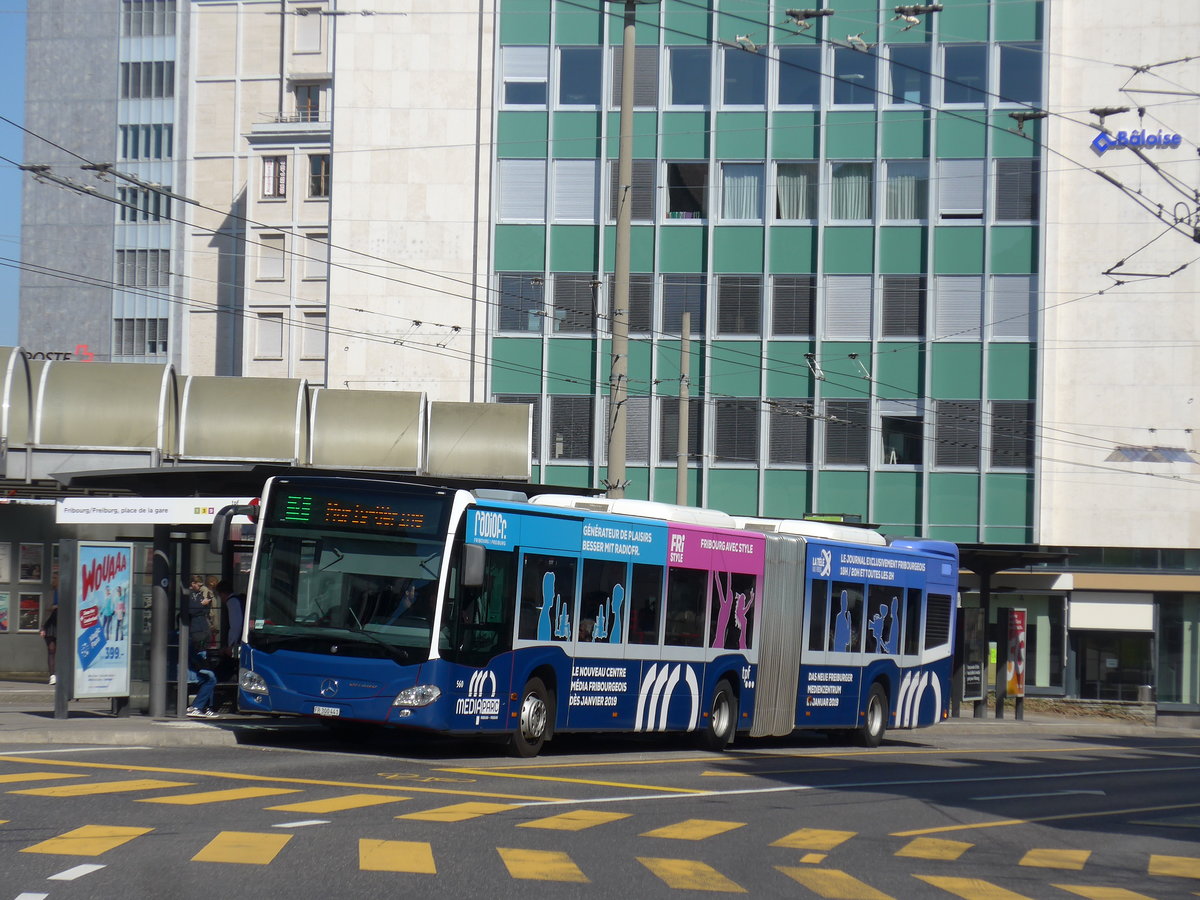 (203'240) - TPF Fribourg - Nr. 560/FR 300'441 - Mercedes am 24. Mrz 2019 beim Bahnhof Fribourg