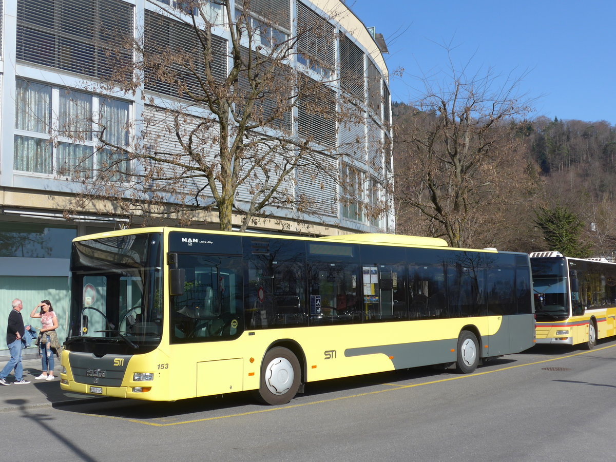 (203'274) - STI Thun - Nr. 153/BE 801'153 - MAN am 24. Mrz 2019 bei der Schifflndte Thun