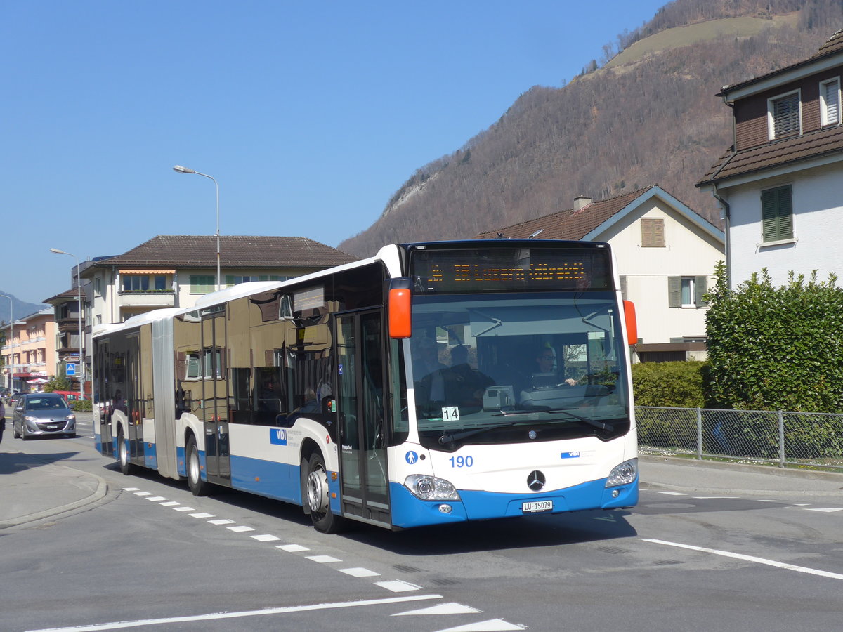 (203'307) - VBL Luzern - Nr. 190/LU 15'079 - Mercedes am 30. Mrz 2019 in Stans, Robert-Durrerstrasse