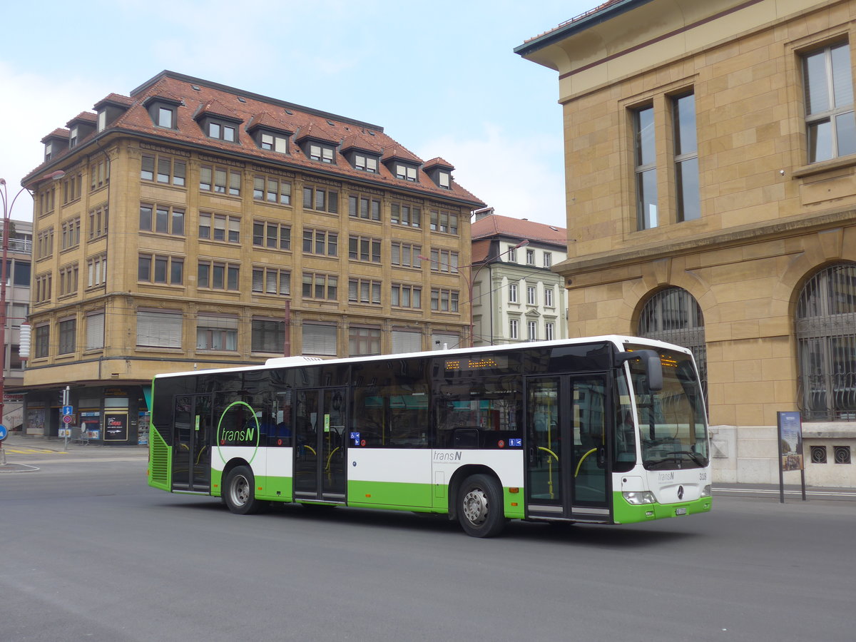 (203'602) - transN, La Chaux-de-Fonds - Nr. 318/NE 27'218 - Mercedes (ex TRN La Chaux-de-Fonds Nr. 318) am 13. April 2019 beim Bahnhof La Chaux-de-Fonds